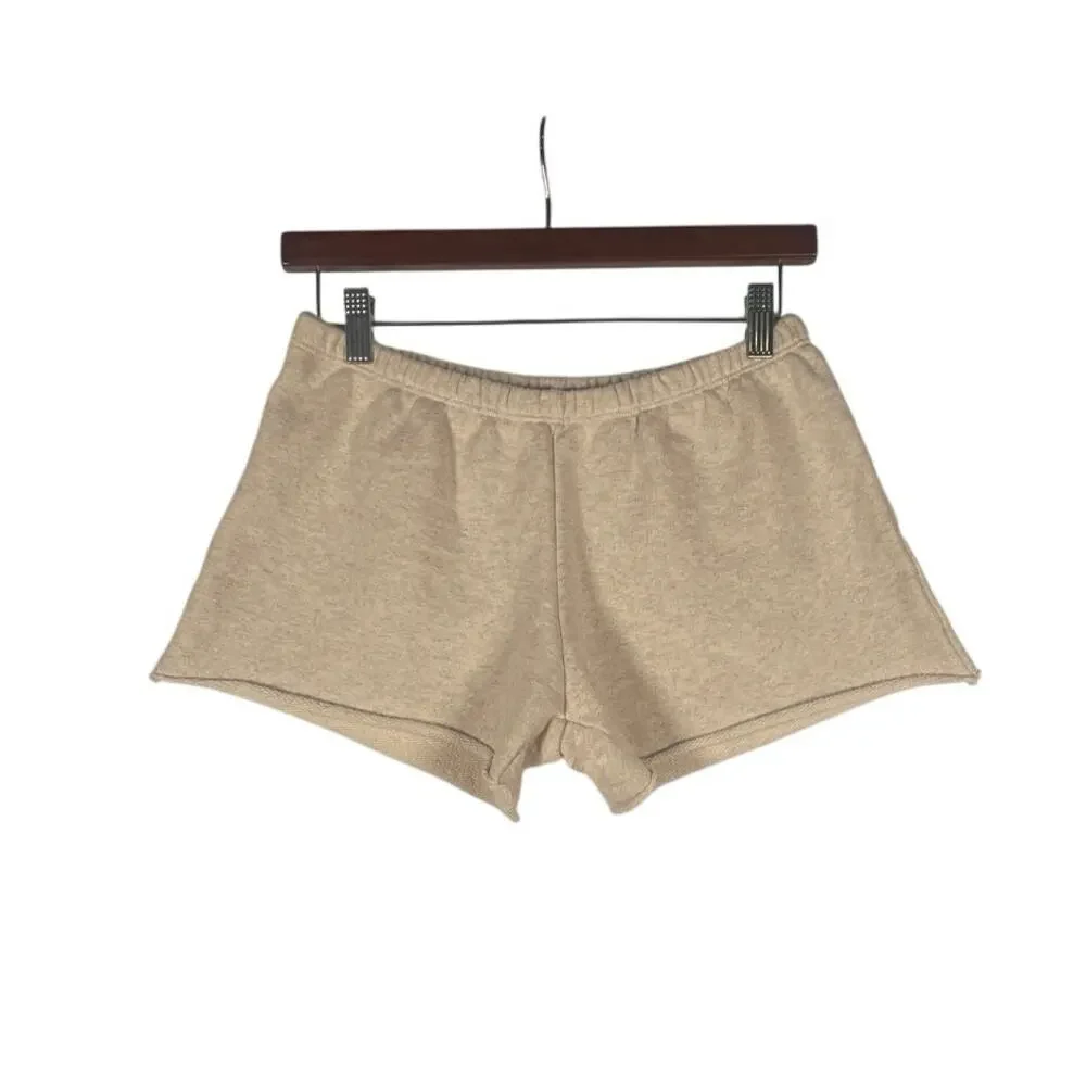 John Galt/Brandy Melville Shorts Women's OS Cream Heathered Terry Rolled Hem - Picture 4 of 8
